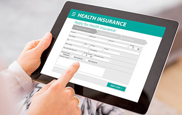Health insurance application on tablet 