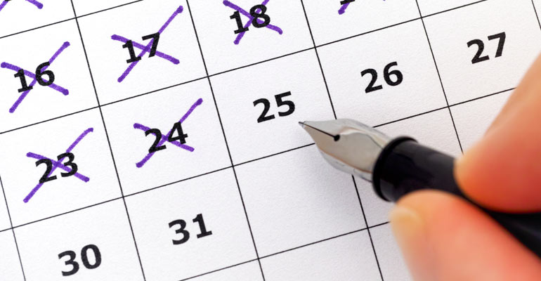 marking off days on calendar counting down days to wrongful termination claim