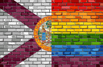 Florida flag and LGBTQ logo mixed