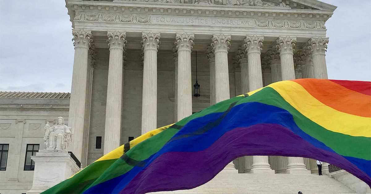 LGBTQ flag flying in Washington D.C.