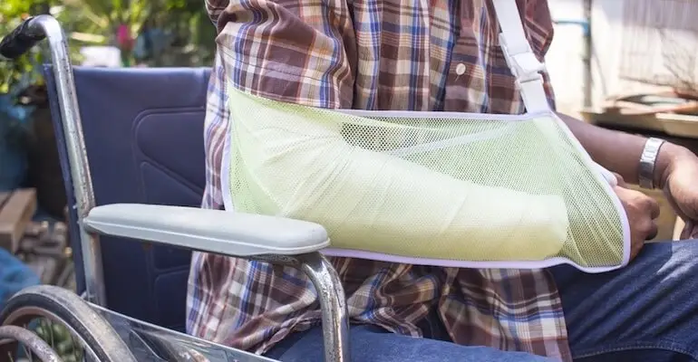 Arm in cast after workplace injury